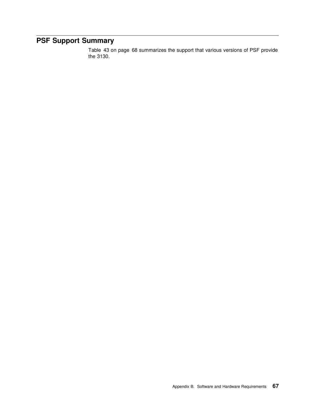 IBM q5-44-3974-04 manual PSF Support Summary 