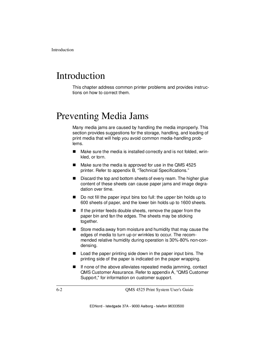 IBM QMS 4525 manual Preventing Media Jams, Introduction 