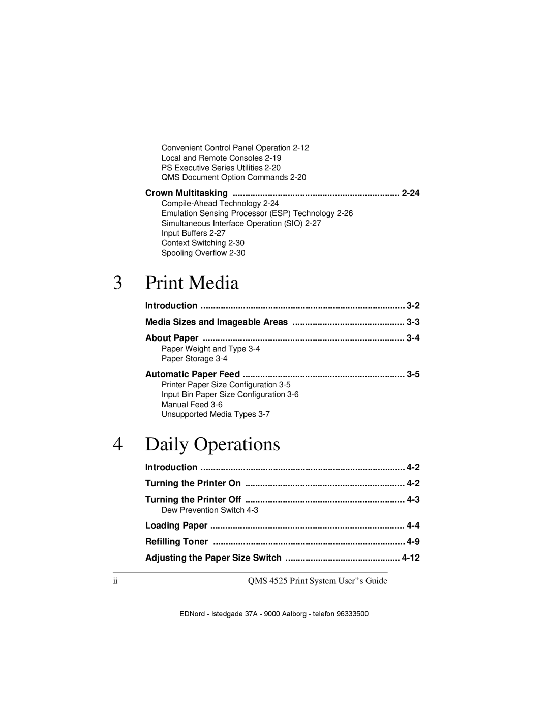 IBM manual Print Media, Daily Operations, QMS 4525 Print System User’s Guide 