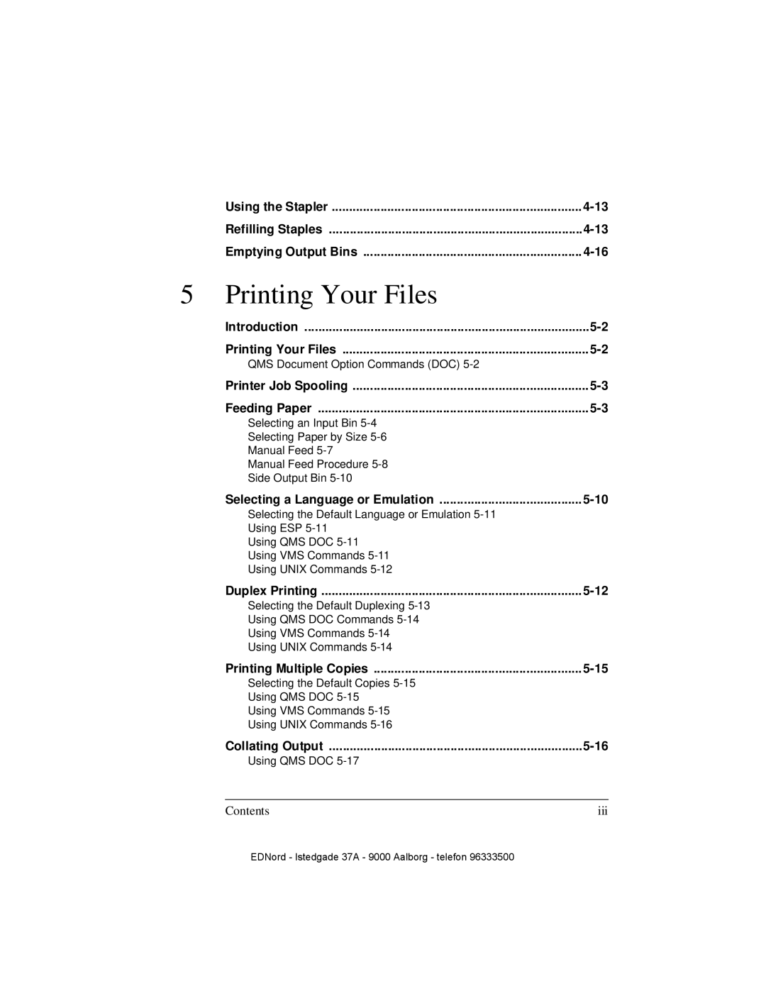 IBM QMS 4525 manual Printing Your Files, Contents 