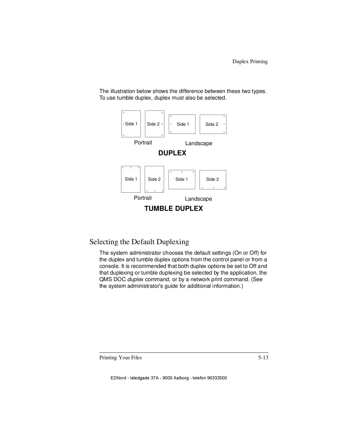 IBM QMS 4525 manual Selecting the Default Duplexing, Tumble Duplex 