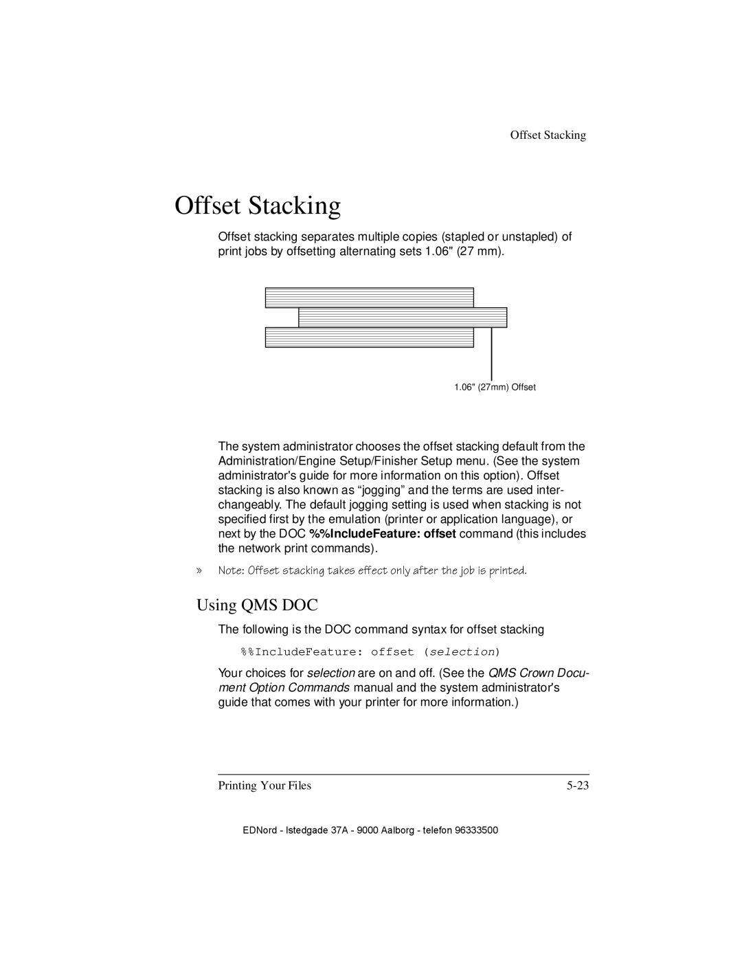 IBM QMS 4525 manual Offset Stacking, Using QMS DOC 