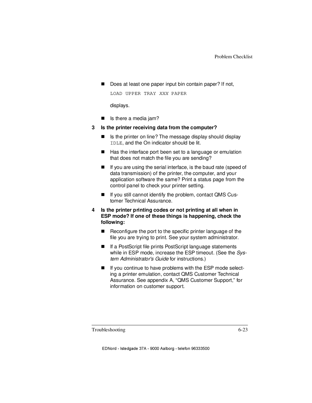 IBM QMS 4525 manual Is the printer receiving data from the computer? 