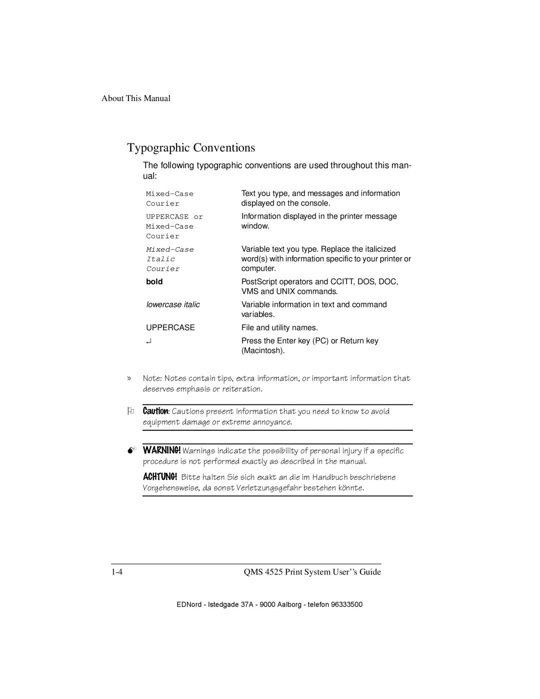 IBM QMS 4525 manual Typographic Conventions, Bold 