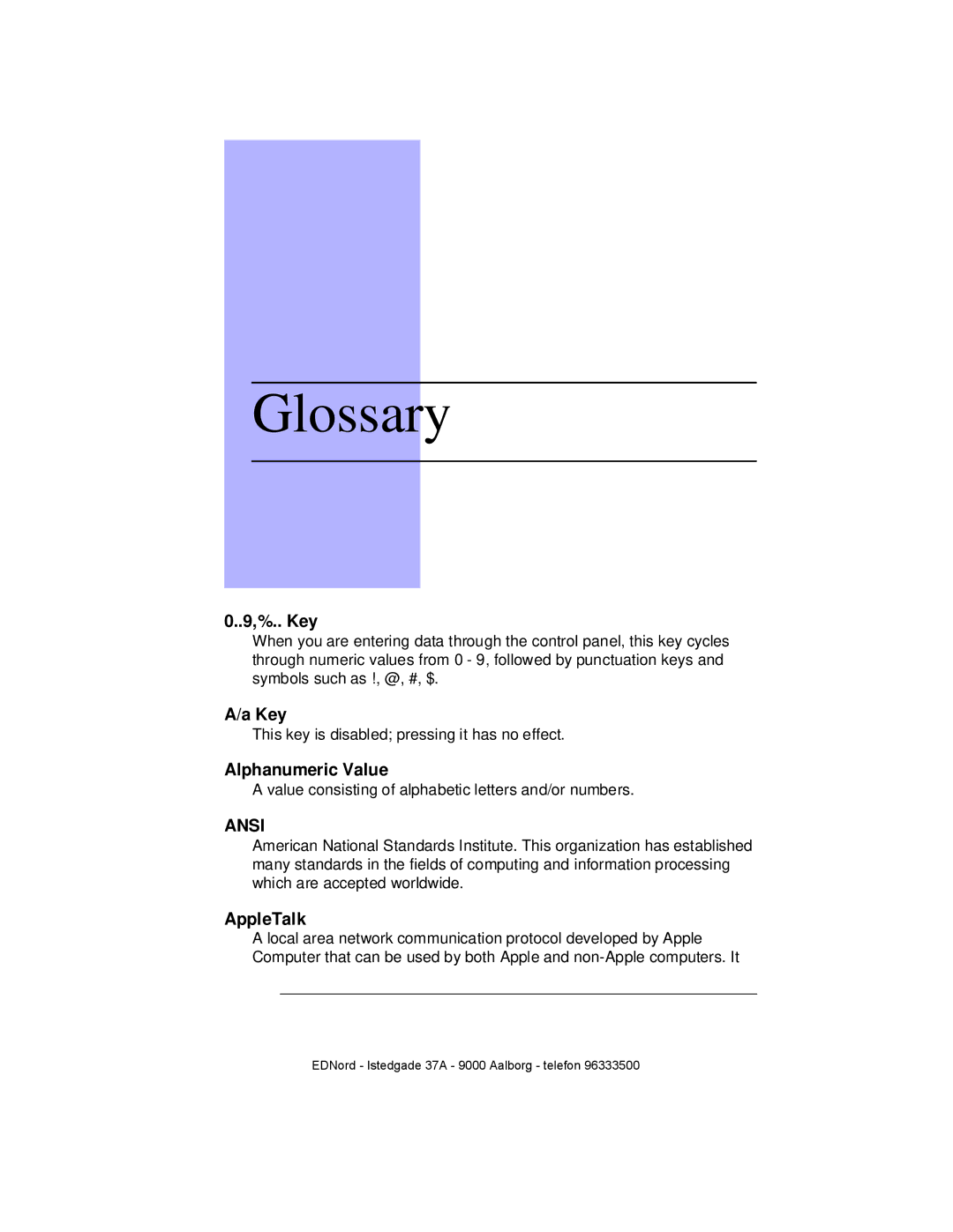 IBM QMS 4525 manual Glossary, Key, Alphanumeric Value, AppleTalk 