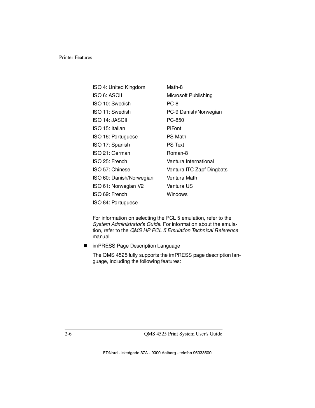 IBM QMS 4525 manual ISO 6 Ascii 