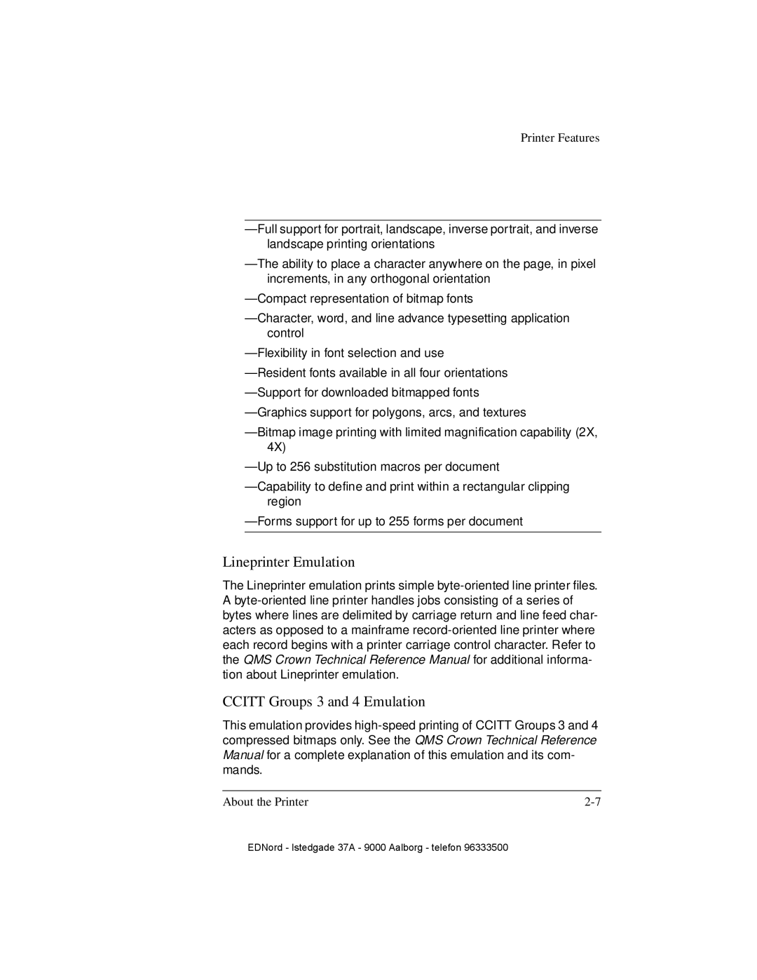 IBM QMS 4525 manual Lineprinter Emulation, Ccitt Groups 3 and 4 Emulation 