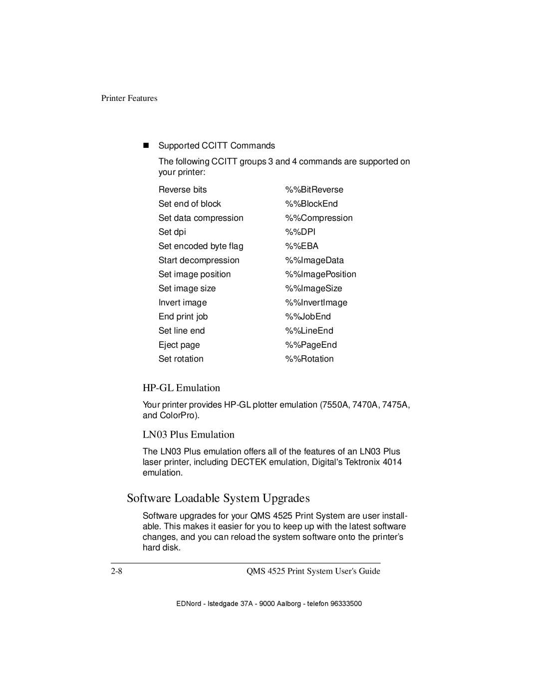 IBM QMS 4525 manual Software Loadable System Upgrades, HP-GL Emulation, LN03 Plus Emulation 