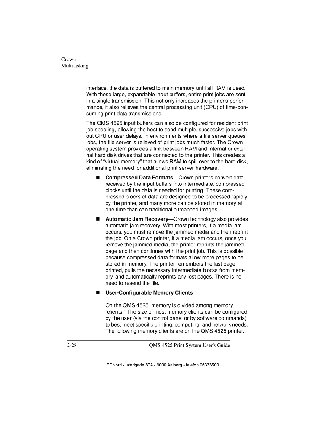 IBM QMS 4525 manual „ User-Configurable Memory Clients 