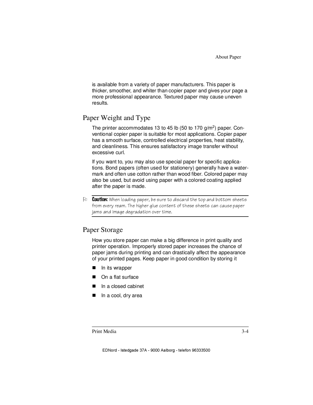 IBM QMS 4525 manual Paper Weight and Type, Paper Storage 