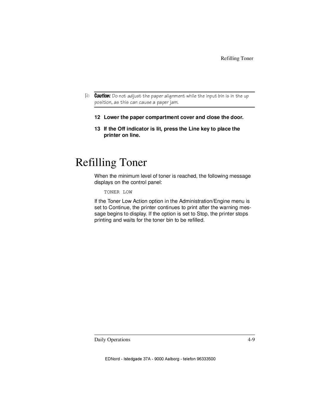 IBM QMS 4525 manual Refilling Toner 