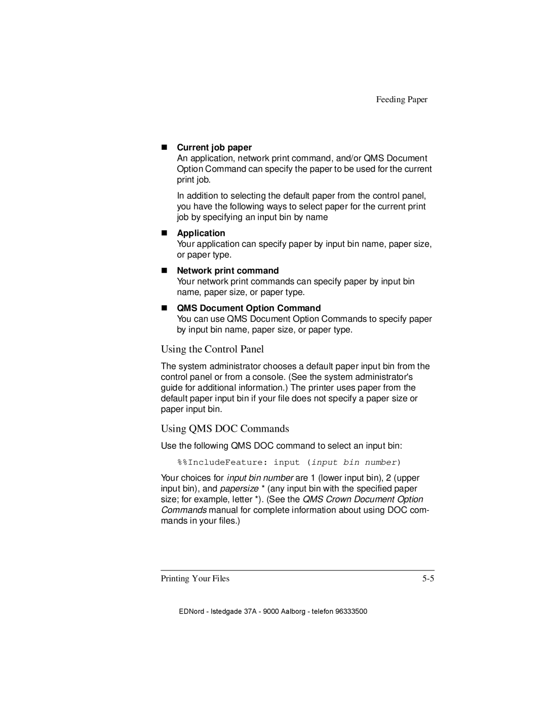 IBM QMS 4525 manual Using the Control Panel, Using QMS DOC Commands 