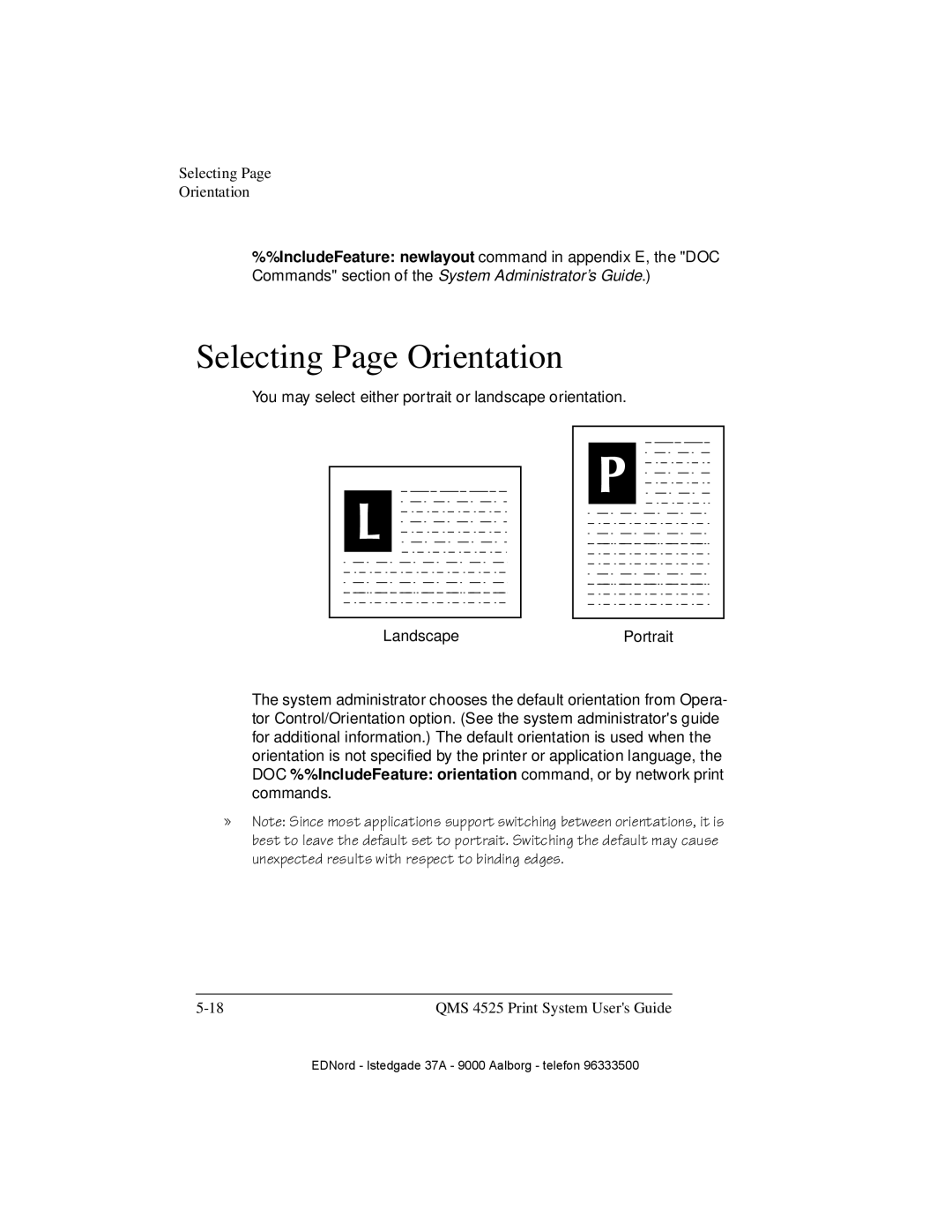 IBM QMS 4525 manual Selecting Page Orientation, Xqhshfwhguhvxowvzlwkuhvshfwwrelqglqjhgjhv 