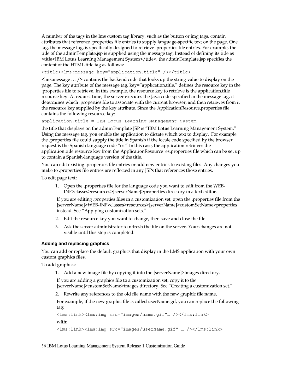 IBM R1 manual Titlelmsmessage key=application.title //title, Application.title = IBM Lotus Learning Management System 