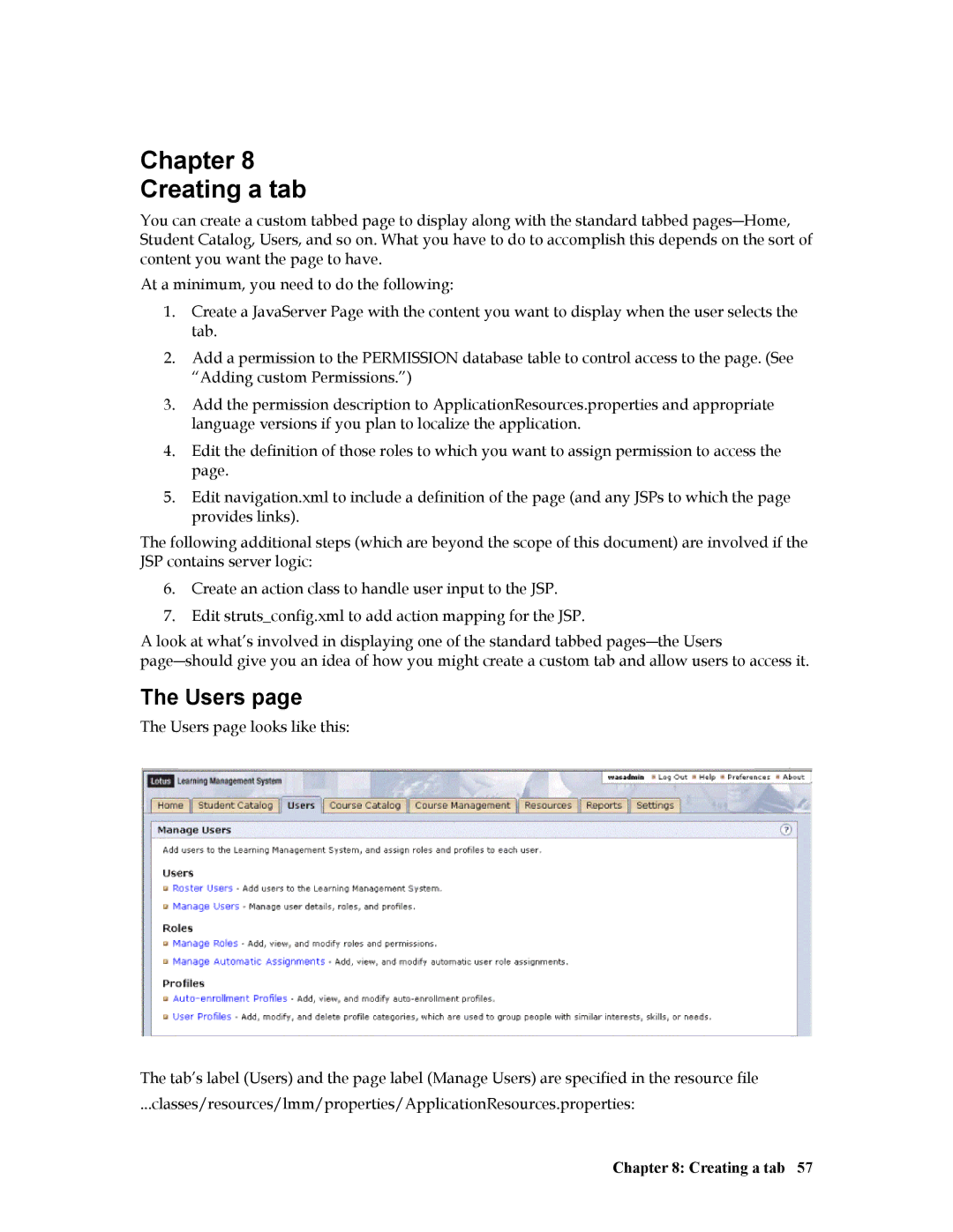 IBM R1 manual Chapter Creating a tab, Users 