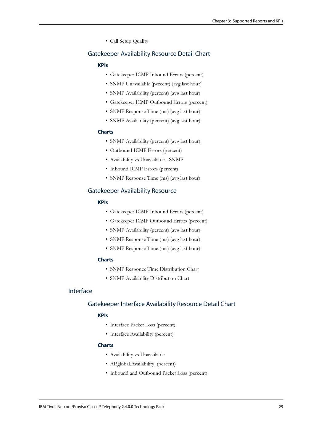 IBM R2E2 manual Gatekeeper Availability Resource Detail Chart 