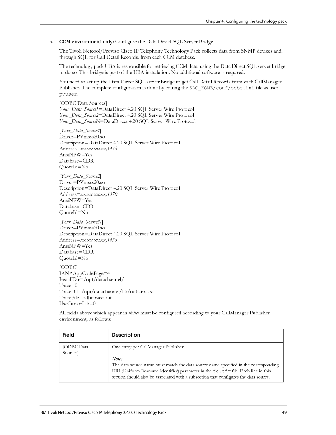 IBM R2E2 manual YourDataSource1 Driver=PVmsss20.so 