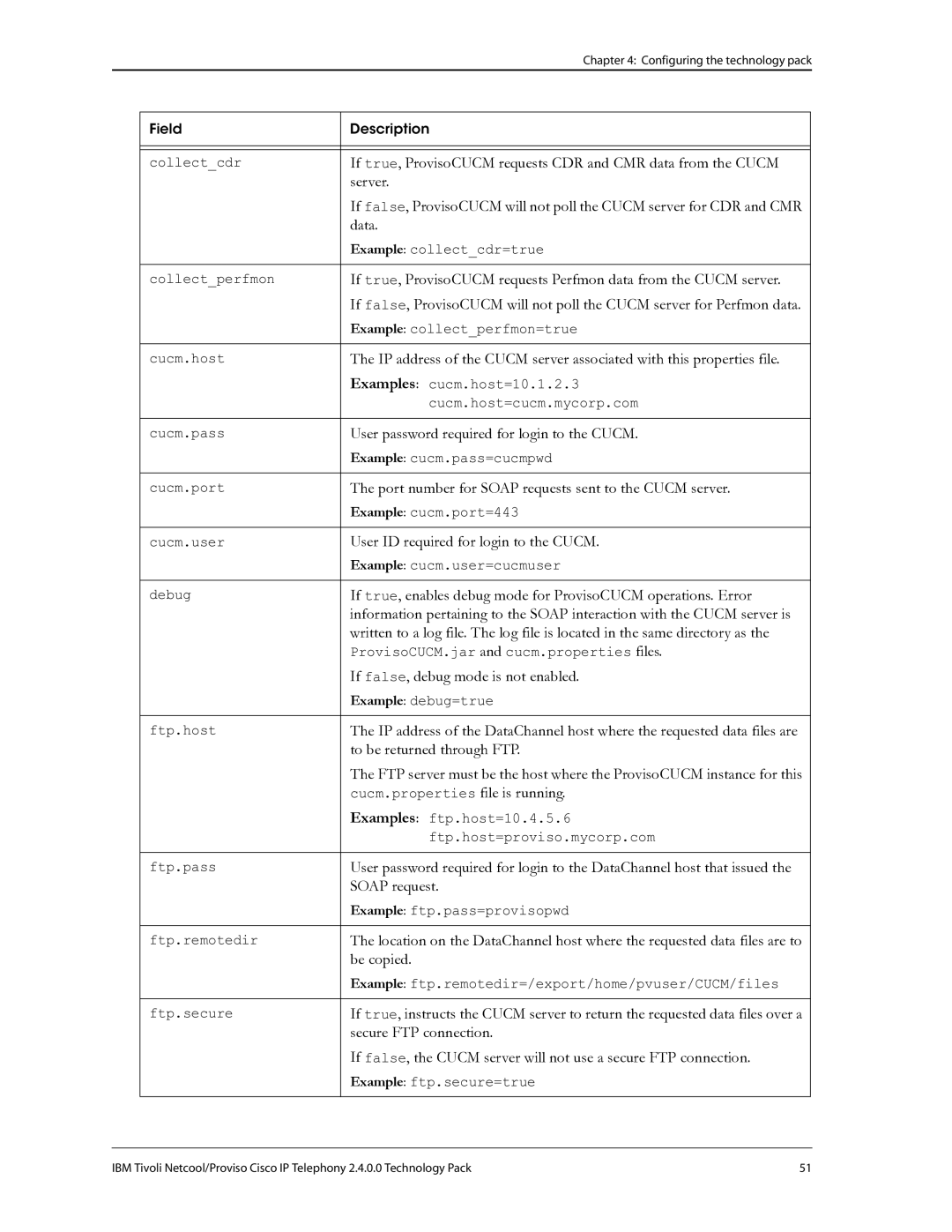 IBM R2E2 manual If true, ProvisoCUCM requests CDR and CMR data from the Cucm 