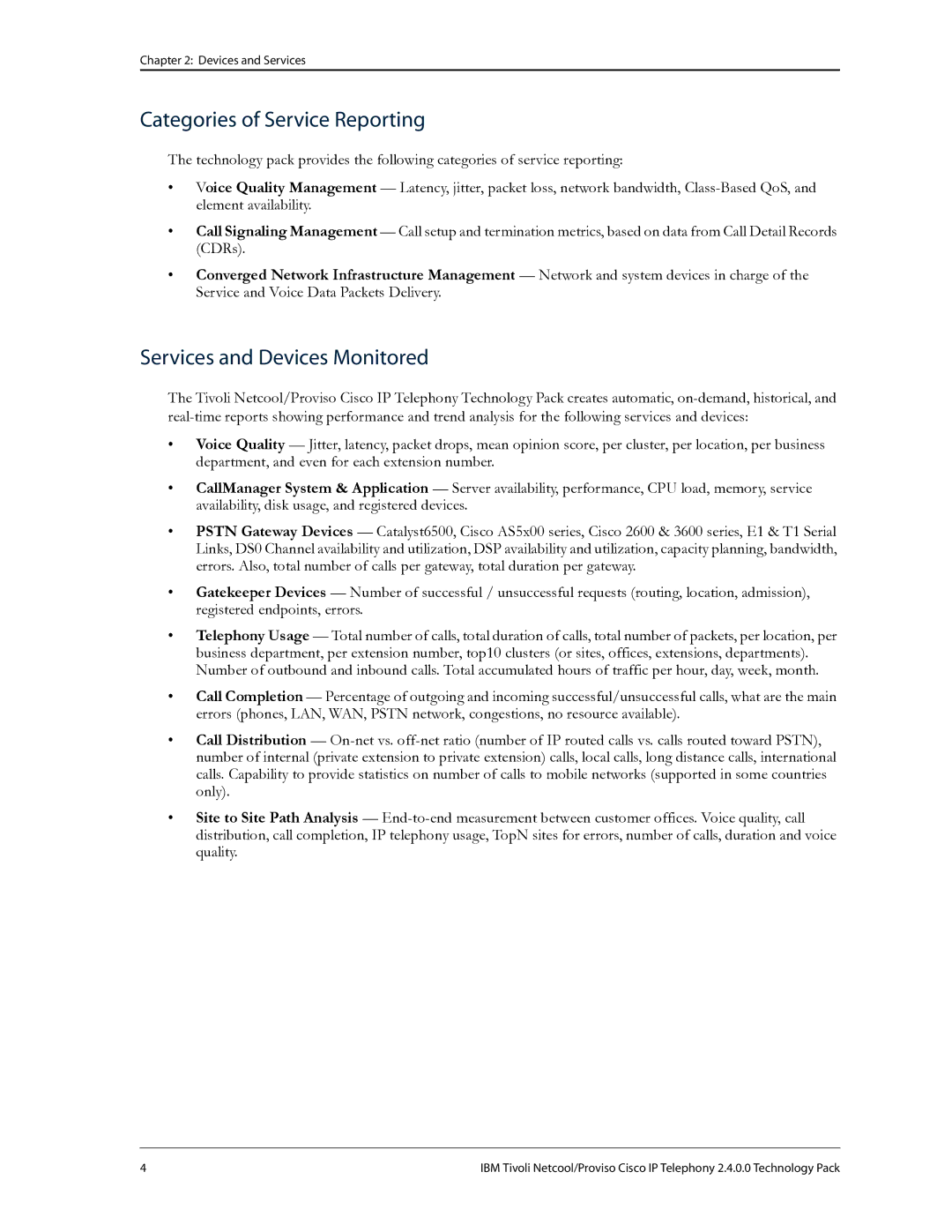 IBM R2E2 manual Categories of Service Reporting 