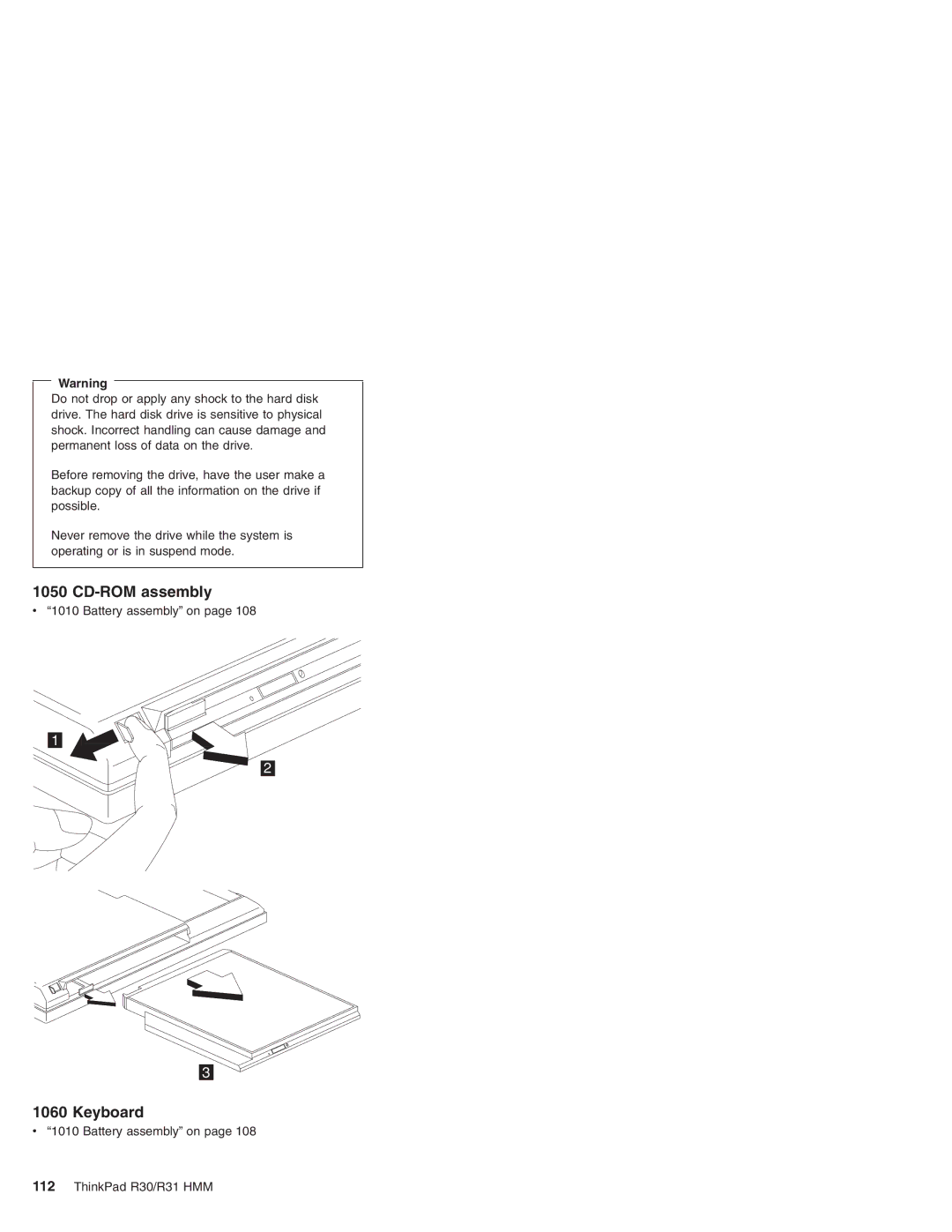 IBM manual Battery assembly on ThinkPad R30/R31 HMM 