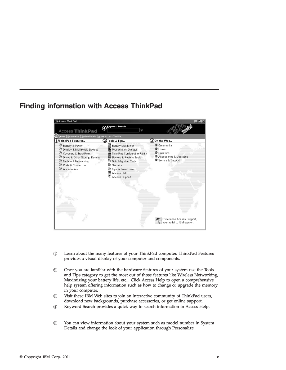 IBM R30 manual Finding information with Access ThinkPad 