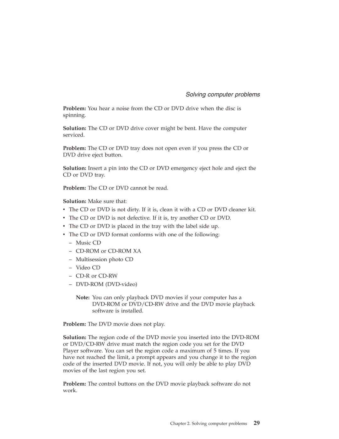 IBM R30 manual Solving computer problems 