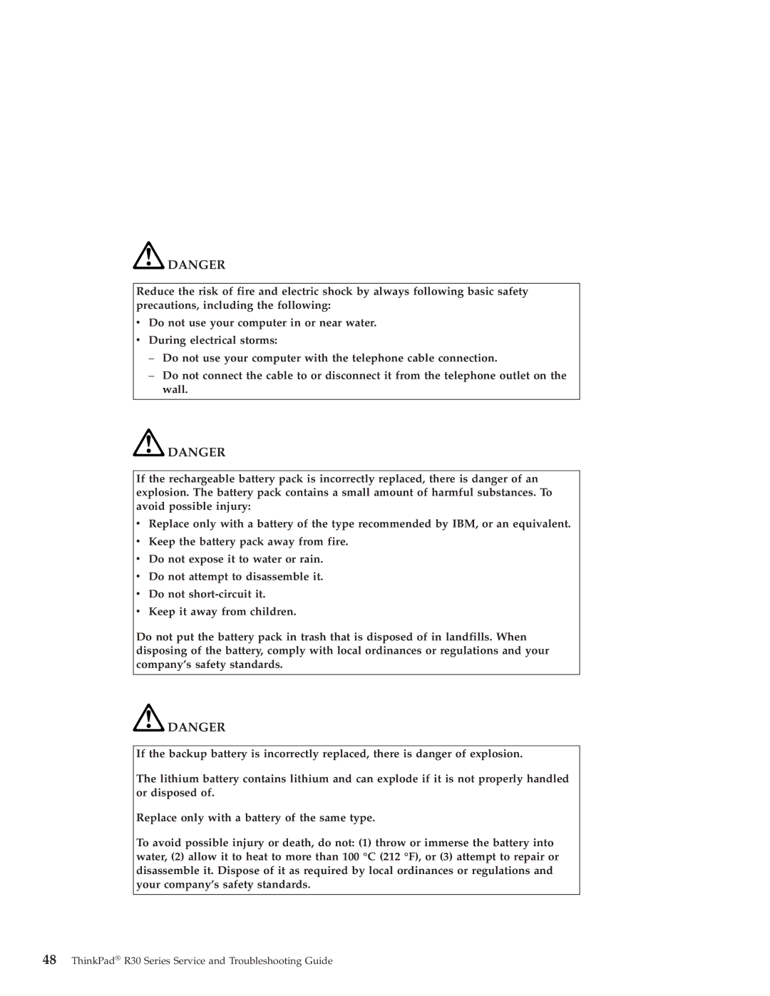 IBM manual ThinkPad R30 Series Service and Troubleshooting Guide 