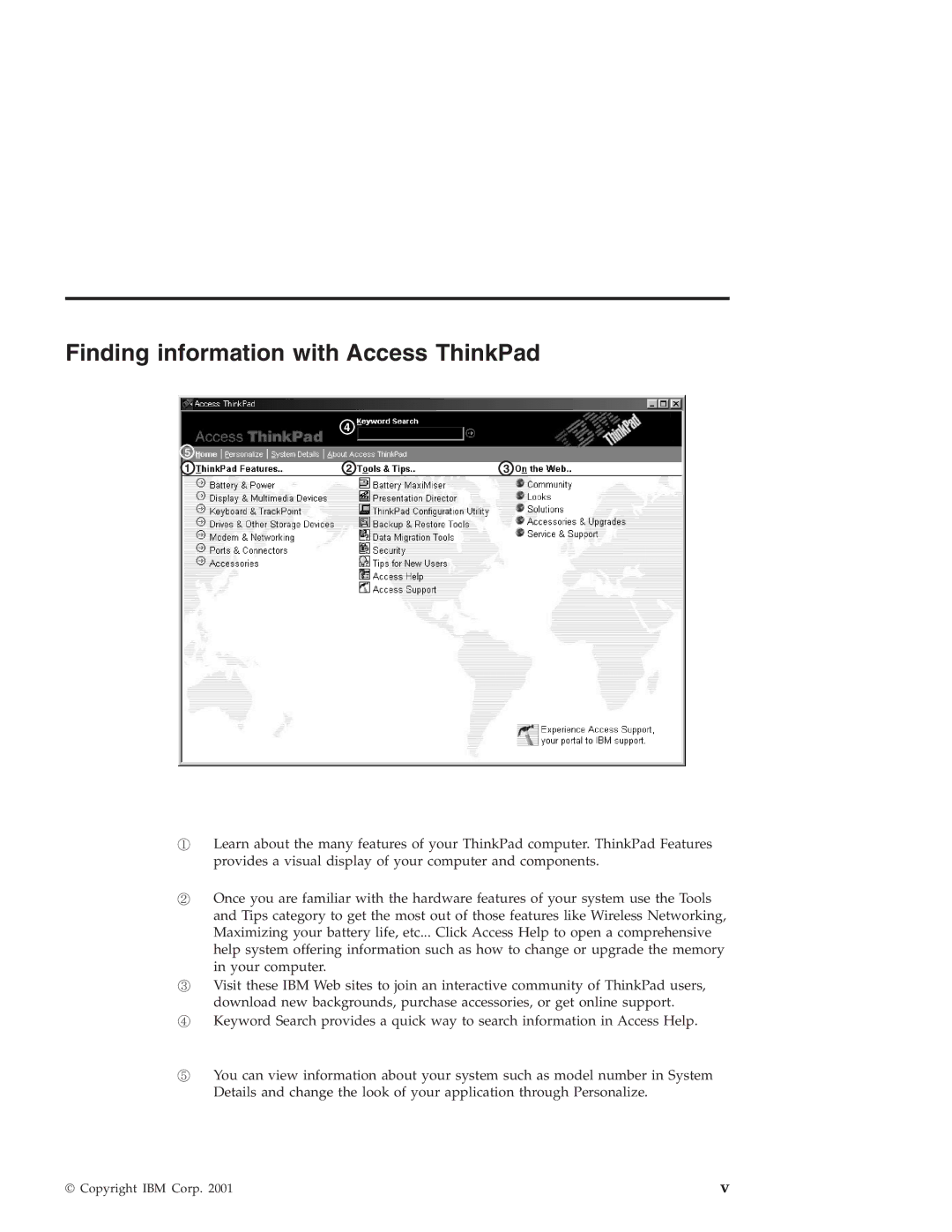 IBM R30 manual Finding information with Access ThinkPad 