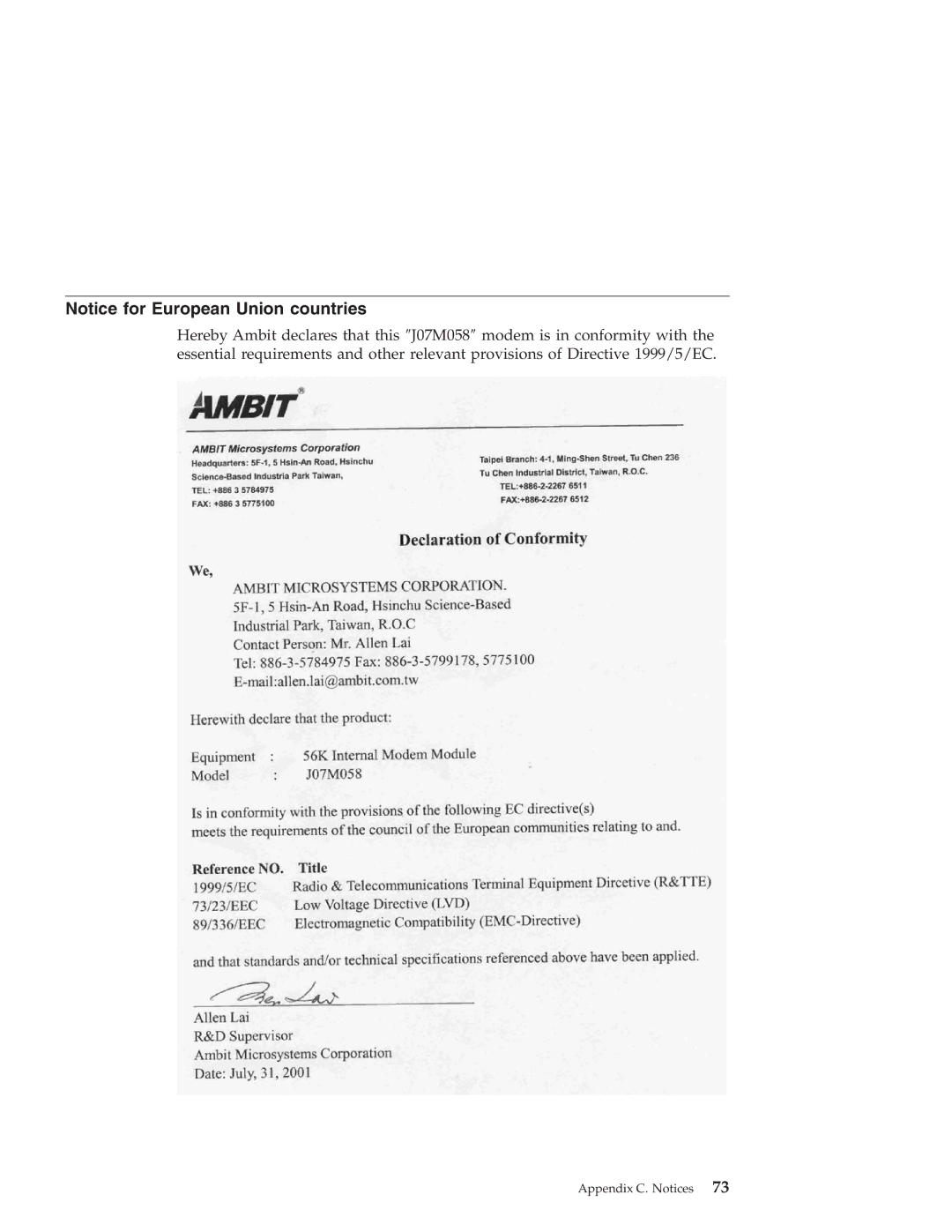 IBM R30 manual Appendix C. Notices 