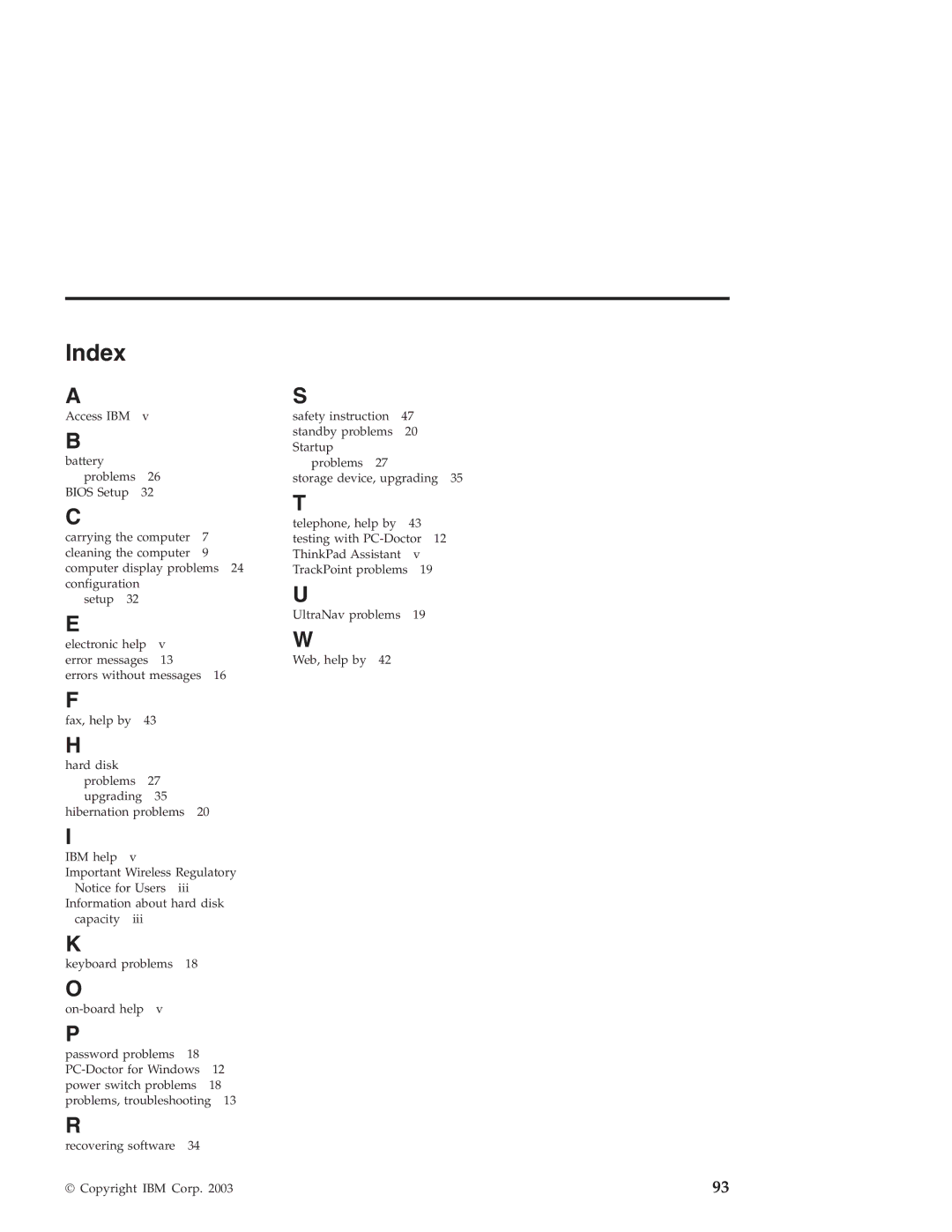 IBM R40 manual Index 