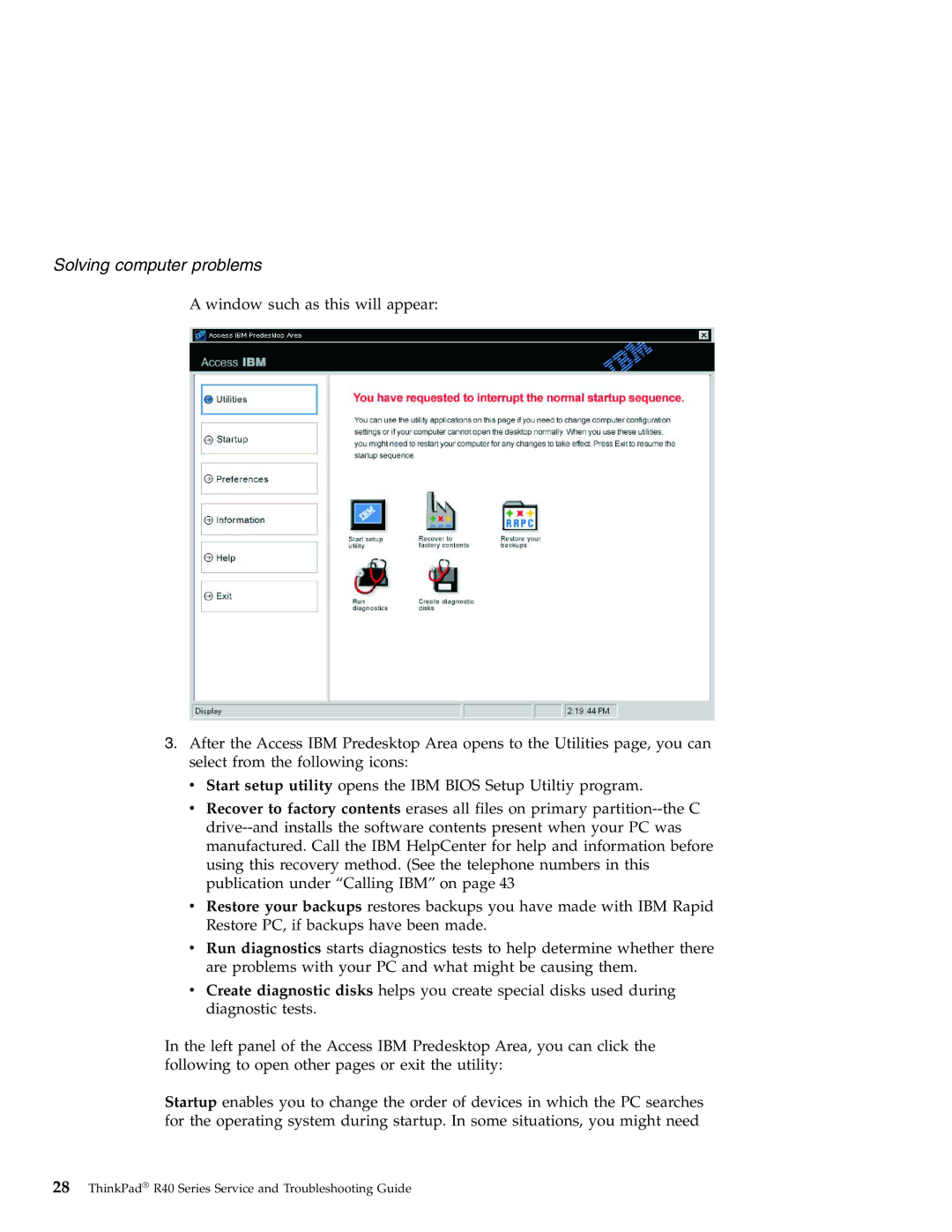 IBM R40 manual Solving computer problems 