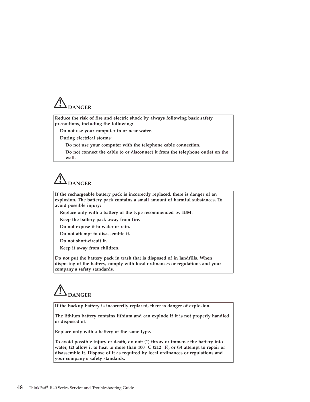 IBM manual ThinkPad R40 Series Service and Troubleshooting Guide 