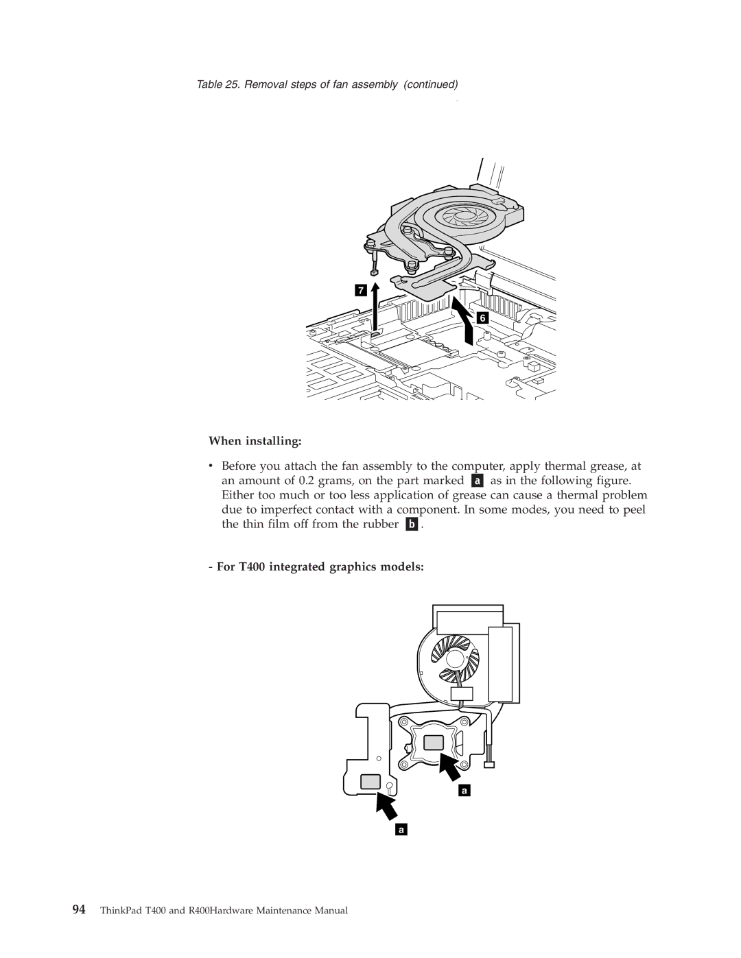 IBM R400 manual When installing, For T400 integrated graphics models 