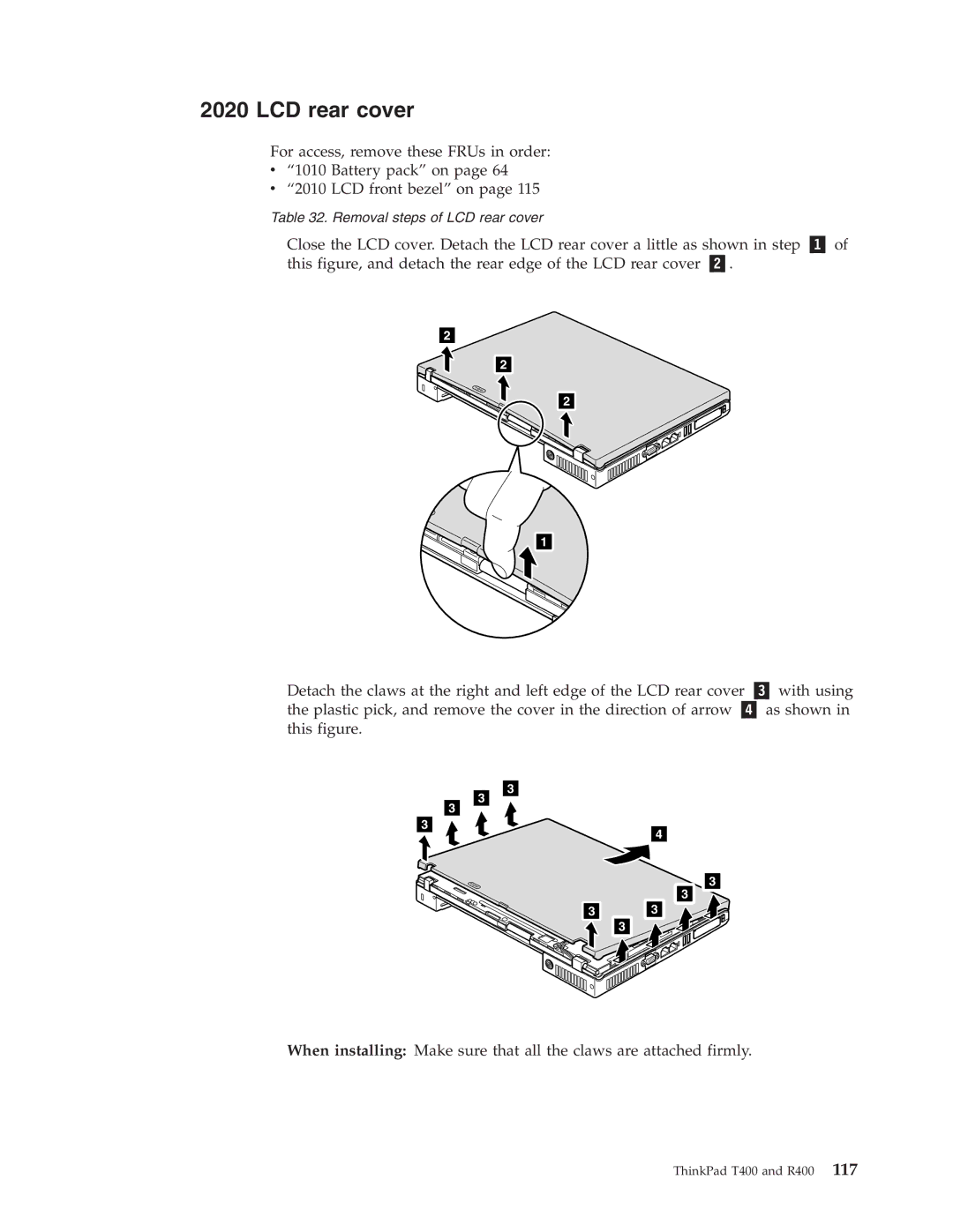 IBM R400 manual LCD rear cover 