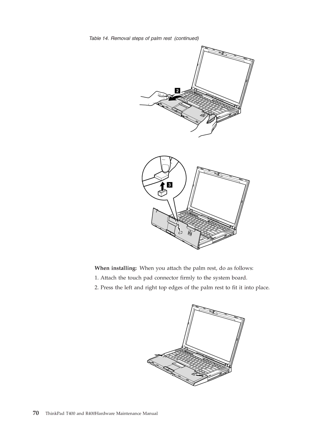 IBM R400 manual Removal steps of palm rest 