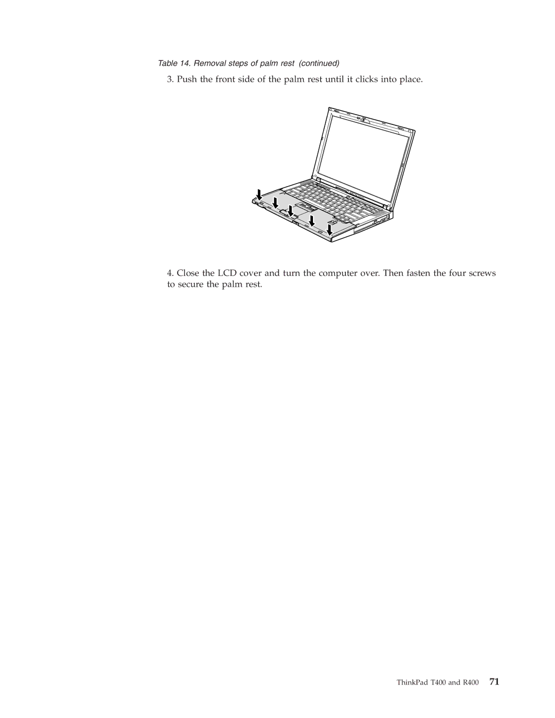 IBM R400 manual Removal steps of palm rest 