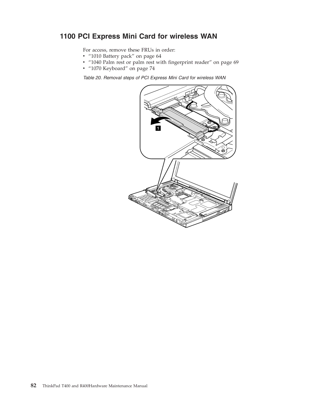 IBM R400 manual PCI Express Mini Card for wireless WAN 