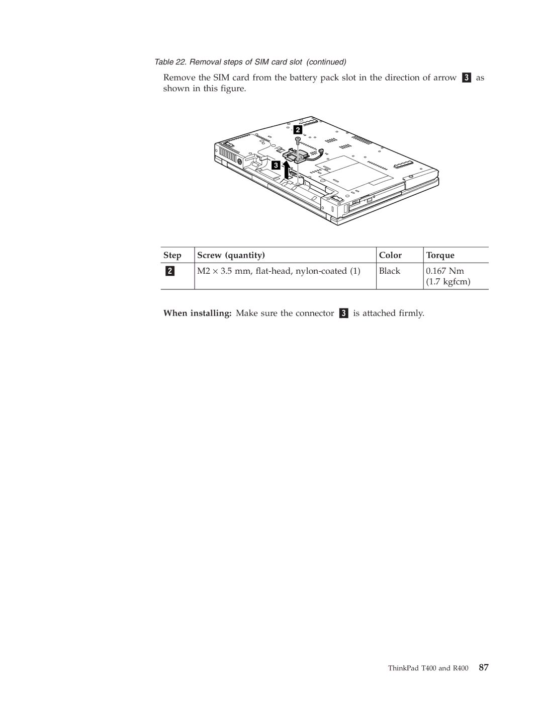 IBM R400 manual Step Screw quantity Color Torque 