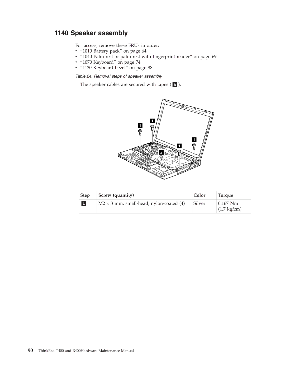 IBM R400 manual Speaker assembly 