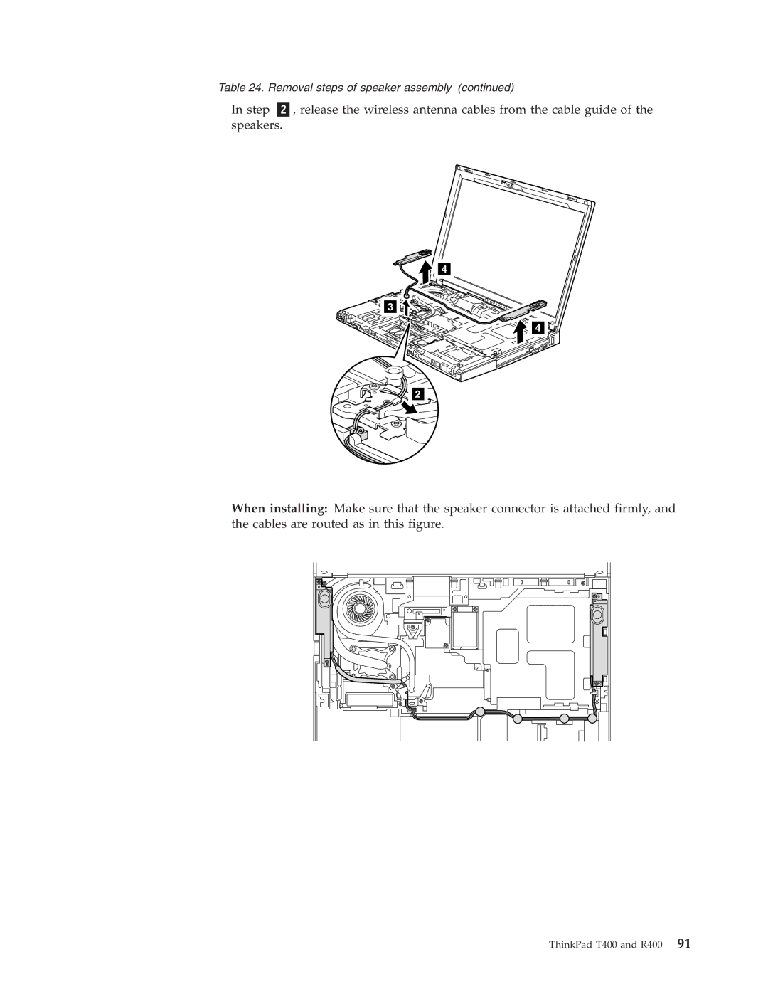 IBM R400 manual Removal steps of speaker assembly 