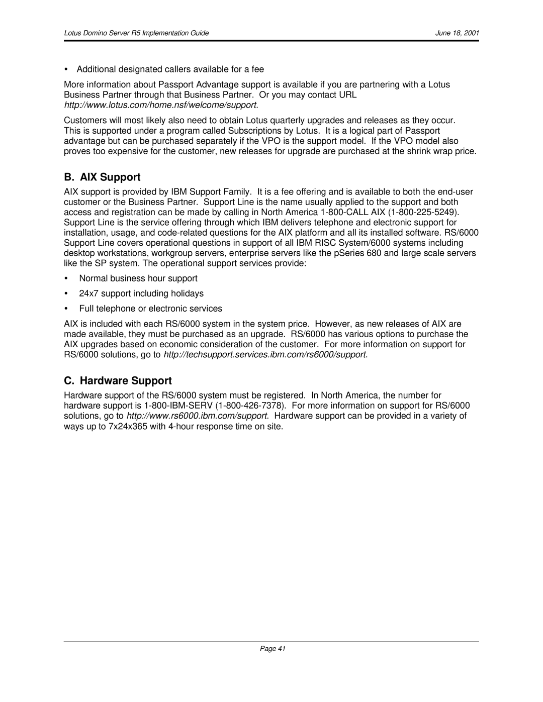 IBM R5 manual AIX Support, Hardware Support 