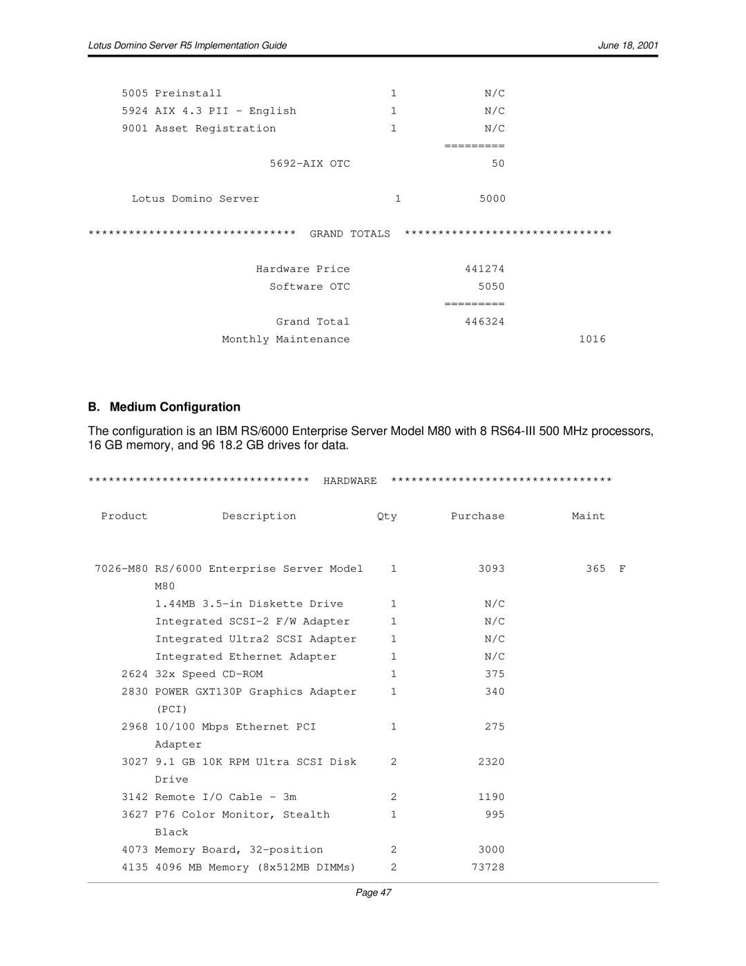 IBM R5 manual Medium Configuration 