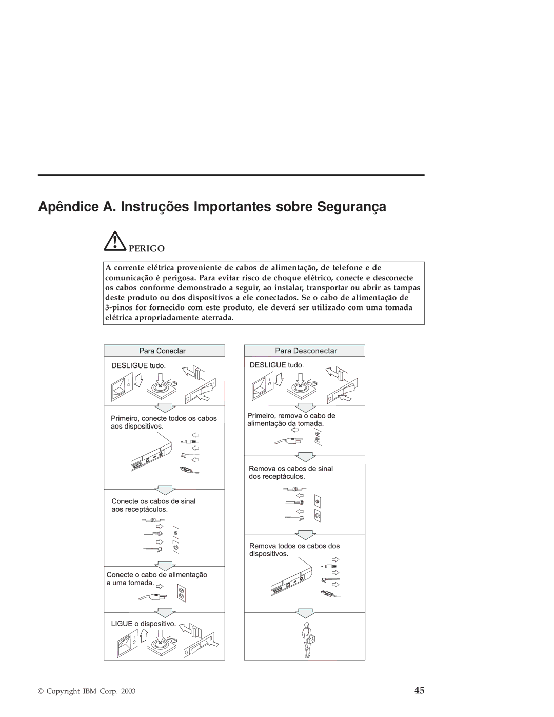 IBM R50 manual Apêndice A. Instruções Importantes sobre Segurança, Perigo 