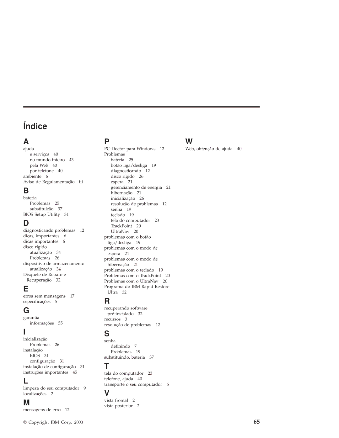 IBM R50 manual Índice 