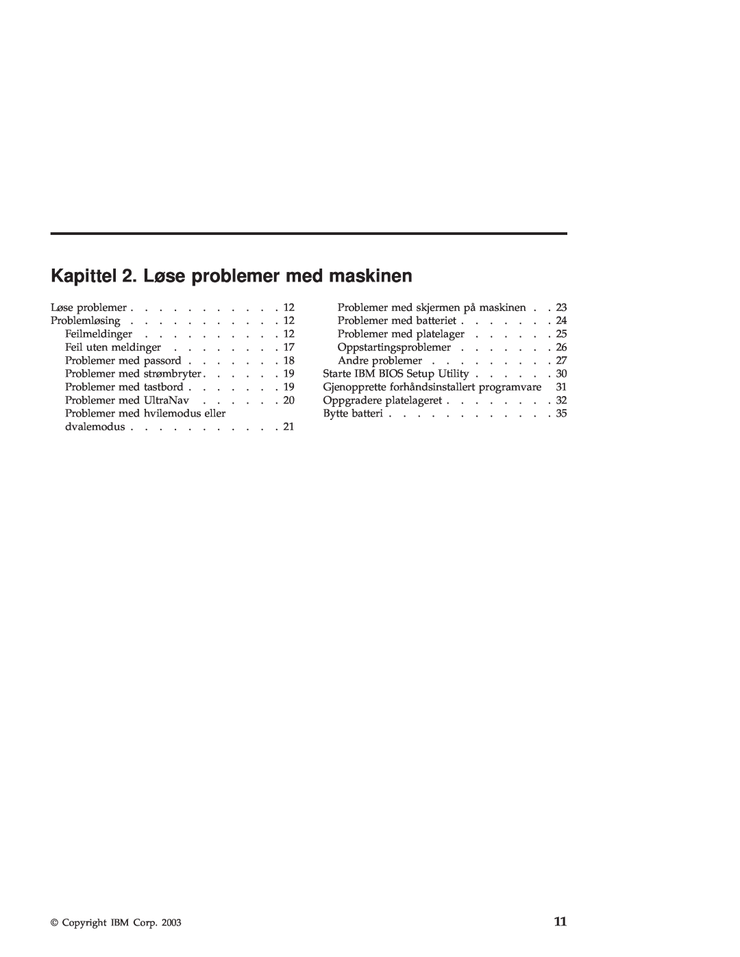 IBM R50 manual Kapittel 2. Løse problemer med maskinen 