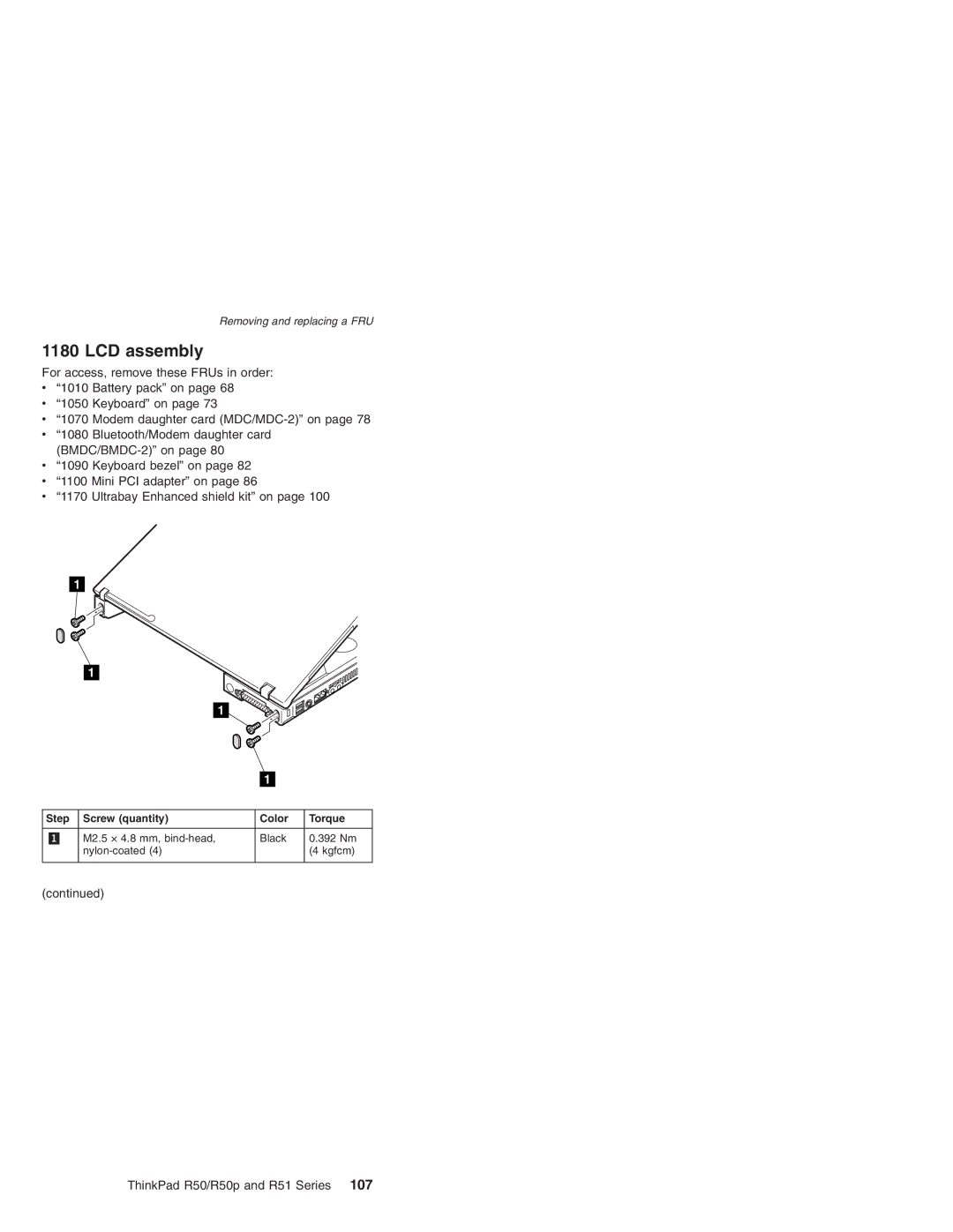 IBM R50p Series, R50 Series, R51 Series manual LCD assembly 