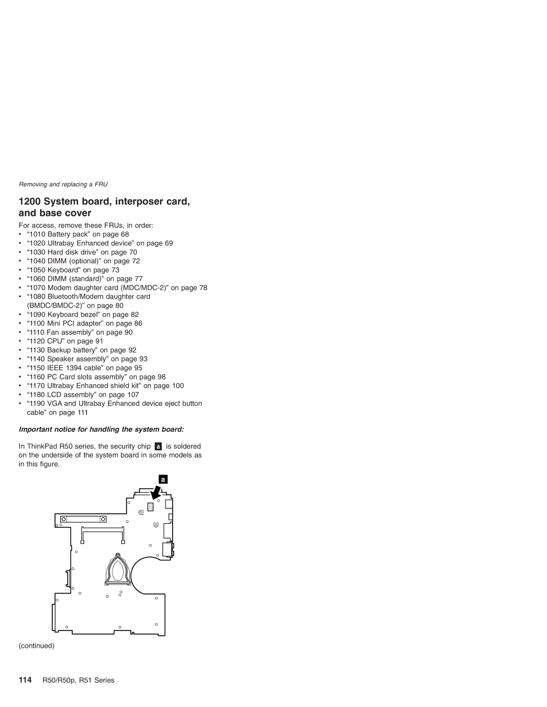 IBM R50 Series, R50p Series System board, interposer card, and base cover, Important notice for handling the system board 