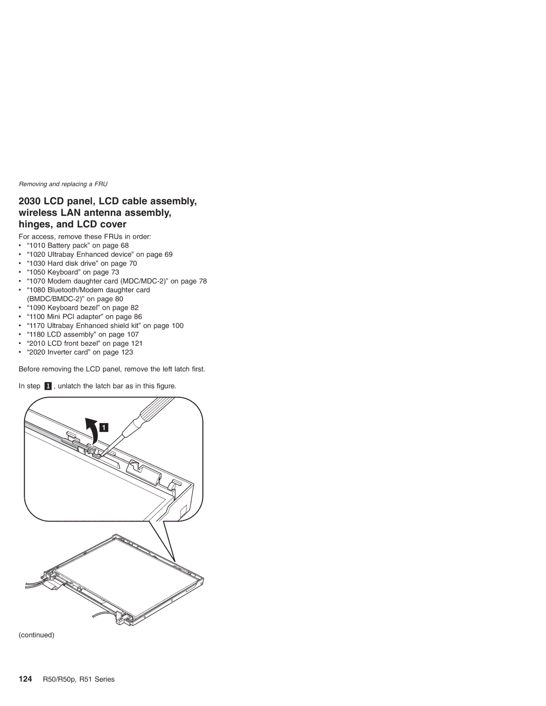 IBM R51 Series, R50p Series, R50 Series manual Removing and replacing a FRU 