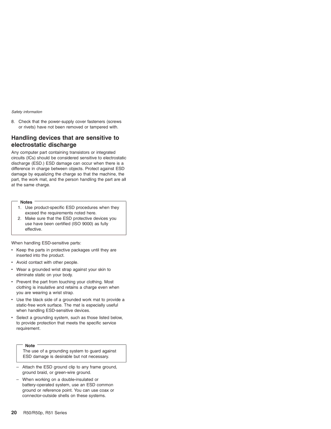 IBM R50p Series, R50 Series, R51 Series manual Safety information 