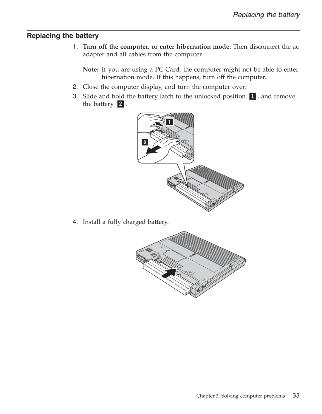 IBM R50series manual Replacing the battery 